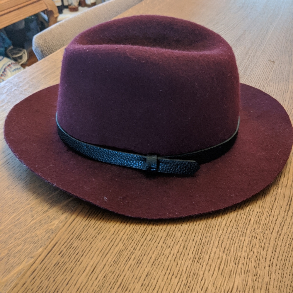 Topman London burgundy wool felt fedora/ranch hat
